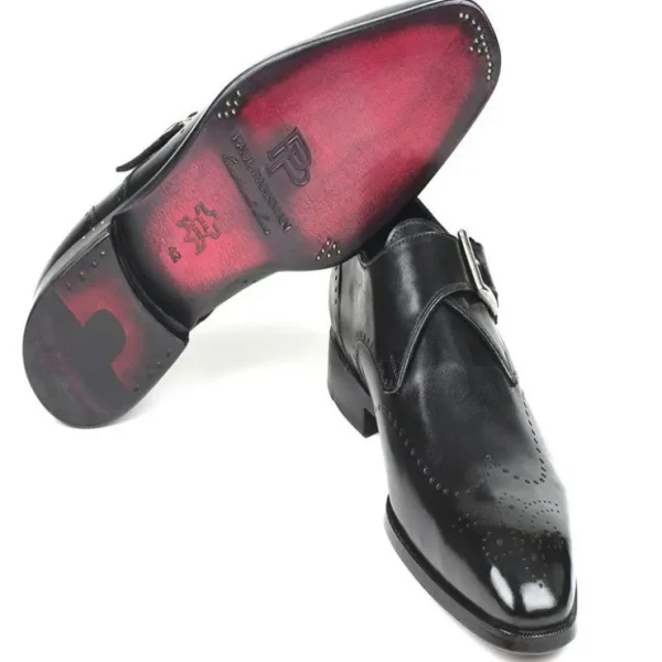 Store Paul Parkman Leather Wingtip Single Monk Strap Shoes Black