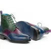 Hot Paul Parkman Leather Wingtip Ankle Boots Three Tone Blue Purple Green BluePurpleGreen