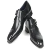 Store Paul Parkman Leather Wingtip Single Monk Strap Shoes Black