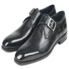 Store Paul Parkman Leather Wingtip Single Monk Strap Shoes Black