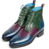 Hot Paul Parkman Leather Wingtip Ankle Boots Three Tone Blue Purple Green BluePurpleGreen