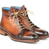 Online Paul Parkman Men's Croco Embossed Leather Boots Brown