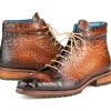 Online Paul Parkman Men's Croco Embossed Leather Boots Brown