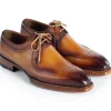 Outlet Paul Parkman Men's Hand-Welted Leather Derby Shoes Camel Brown