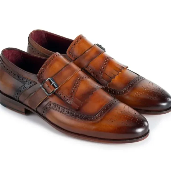 Hot Paul Parkman Men's Kiltie Monkstrap Shoes Brown