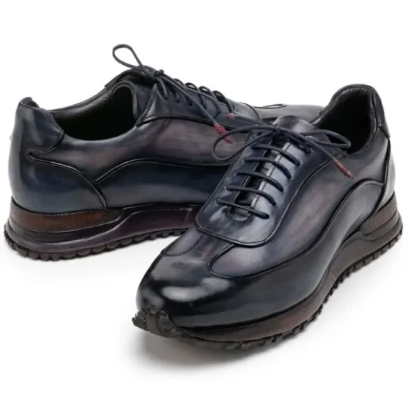 paul_parkman_mens_patina__2-3.webp Flash Sale Paul Parkman Men's Patina Leather Sneakers Navy & Gray