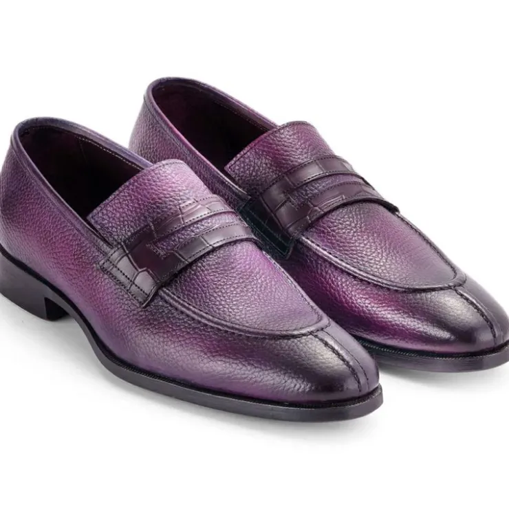 Best Sale Paul Parkman Men's Split Toe Loafer Shoes Purple