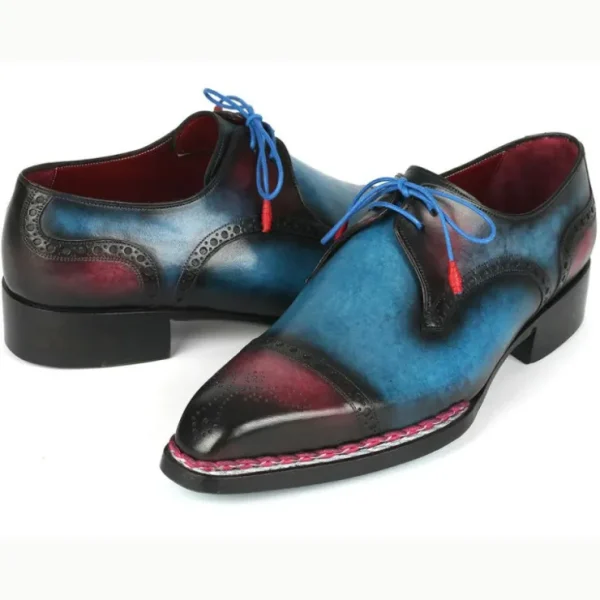 Best Sale Paul Parkman Norwegian Welt Cap Toe Derby Shoes Blue / Purple Blue/Purple