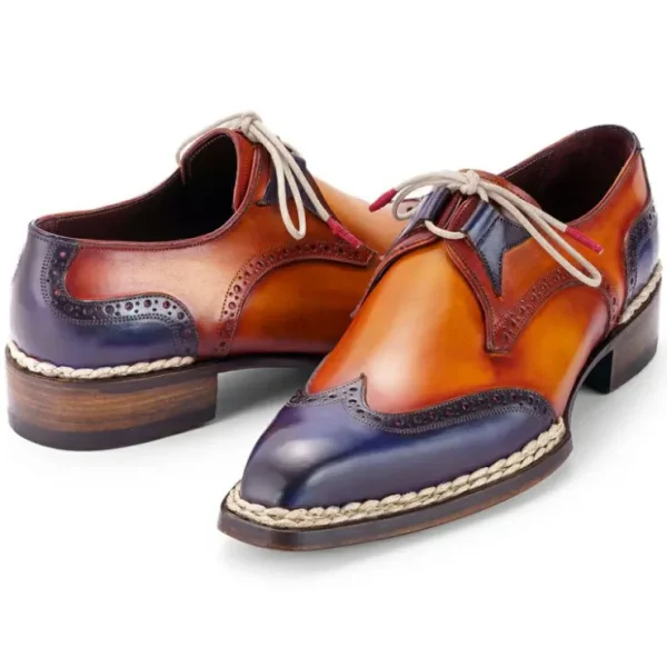 Best Paul Parkman Norwegian Welted Wingtip Dress Shoes Blue & Camel