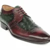 Sale Paul Parkman Ostrich / Leather Derby Shoes Green / Brown