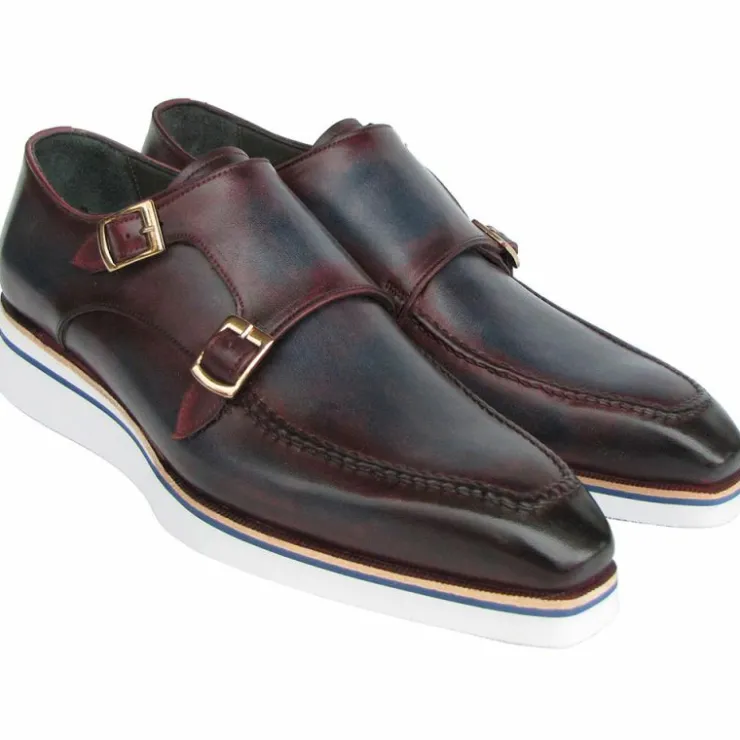 Best Sale Paul Parkman Patina Smart Casual Double Monkstrap Blue / Bordeaux