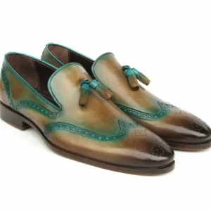 Sale Paul Parkman Patina Tassel Loafers Olive / Green