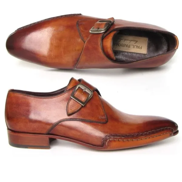 Store Paul Parkman Side Sewn Monk Strap Shoes Tobacco