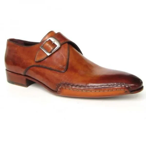 Store Paul Parkman Side Sewn Monk Strap Shoes Tobacco