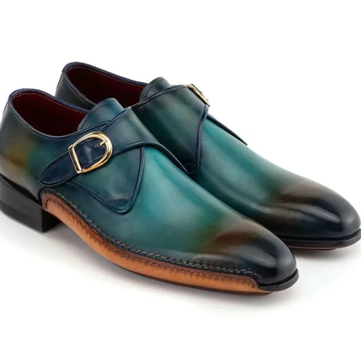 Fashion Paul Parkman Single Monkstrap Shoes Turquoise / Brown