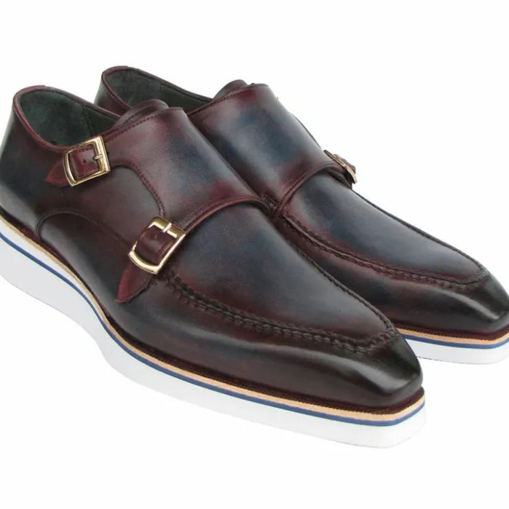 Outlet Paul Parkman Smart Casual Monkstraps Shoes Blue / Bordeaux