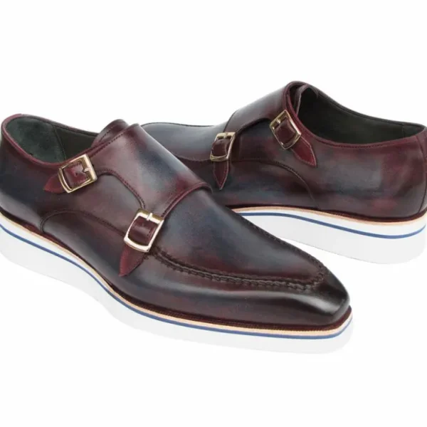 Outlet Paul Parkman Smart Casual Monkstraps Shoes Blue / Bordeaux