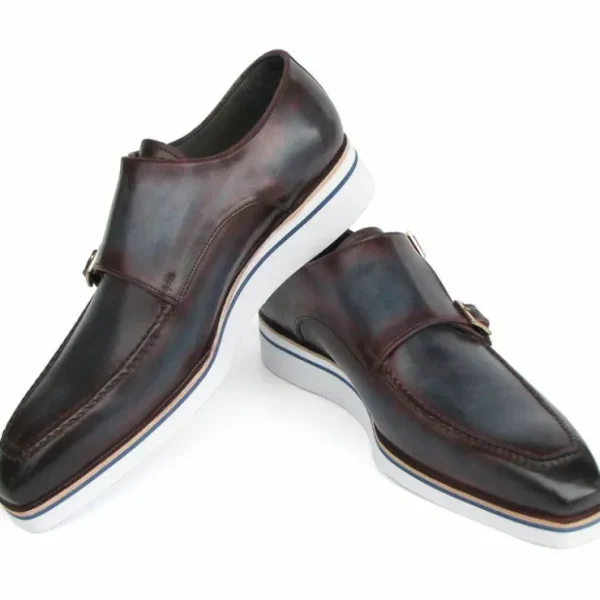 Outlet Paul Parkman Smart Casual Monkstraps Shoes Blue / Bordeaux