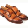 Fashion Paul Parkman Studded Cap Toe Monkstraps Shoes Light Brown LightBrown