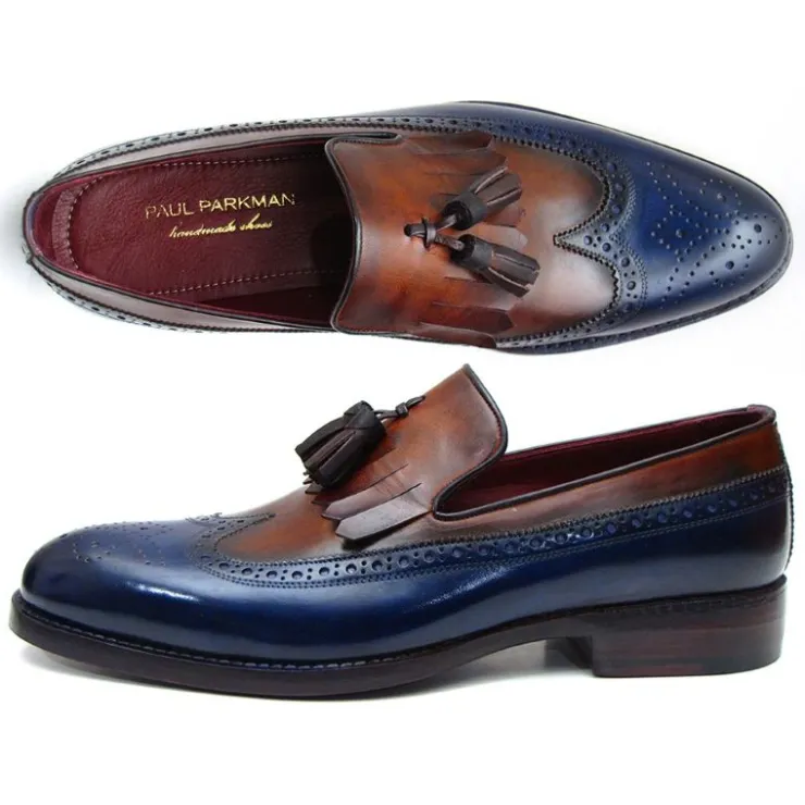 Best Sale Paul Parkman Wingtip Tassel Loafers Navy / Tobacco Navy/Tobacco