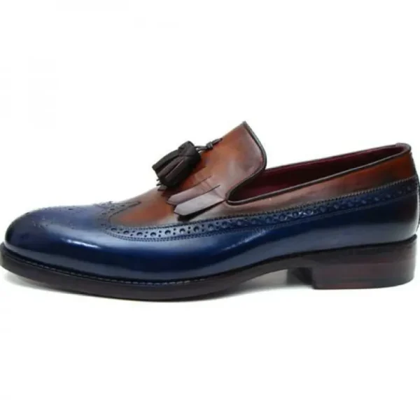 Best Sale Paul Parkman Wingtip Tassel Loafers Navy / Tobacco Navy/Tobacco