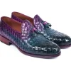 Shop Paul Parkman Woven Leather Tassel Loafers Multicolor