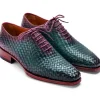 Cheap Paul Parkman Woven Leather Oxfords Green & Purple Green&Purple