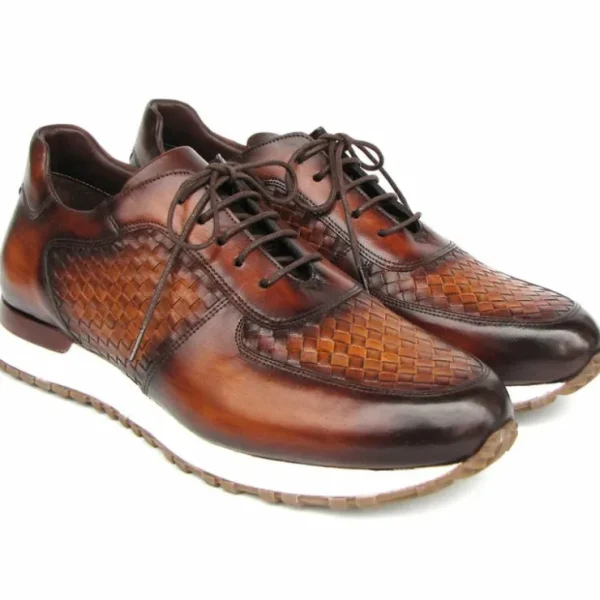 Fashion Paul Parkman Woven Leather Sneakers Brown