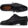 Shop Paul Parkman Woven Leather Hand-Welted Oxfords Black