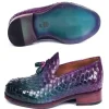 Shop Paul Parkman Woven Leather Tassel Loafers Multicolor