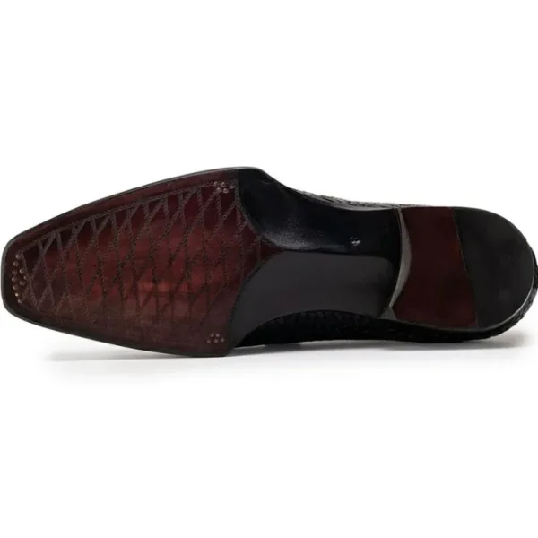 Shop Paul Parkman Woven Leather Hand-Welted Oxfords Black