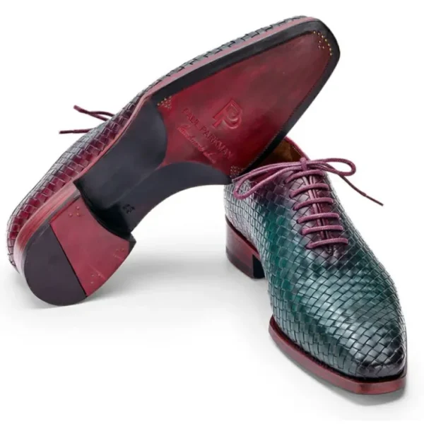 paul_parkman_woven_leathe_3-2.webp Cheap Paul Parkman Woven Leather Oxfords Green & Purple Green&Purple
