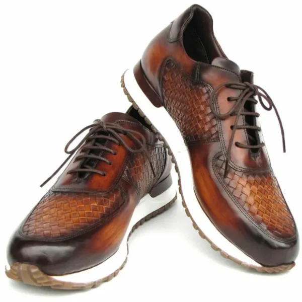 Fashion Paul Parkman Woven Leather Sneakers Brown