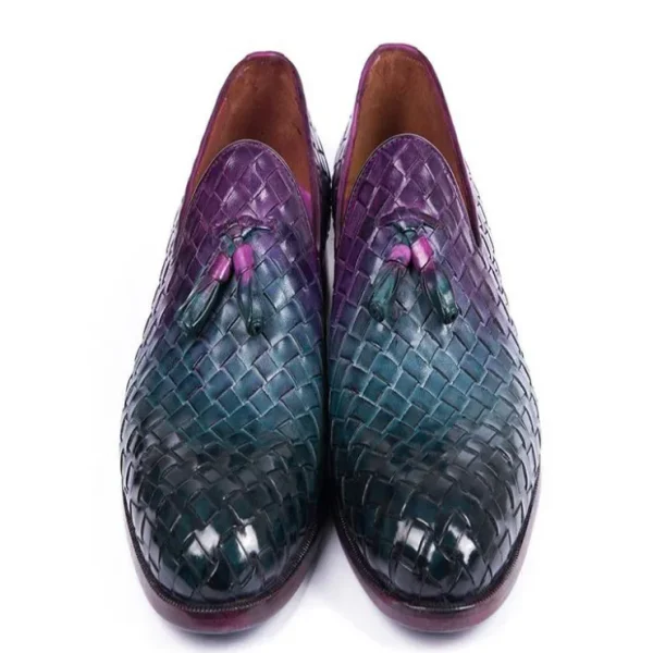 Shop Paul Parkman Woven Leather Tassel Loafers Multicolor