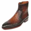 Cheap Paul Parkman Woven Leather Zipper Boots Brown
