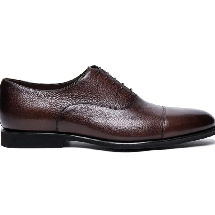 Fashion Santoni DARIAN-B-SDST50 Tumbled Calfskin Oxfords Dark Brown DarkBrown