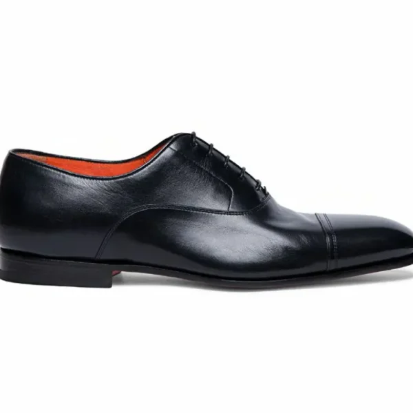 Hot Santoni Dole SLFN01 Cap Toe Oxfords Black