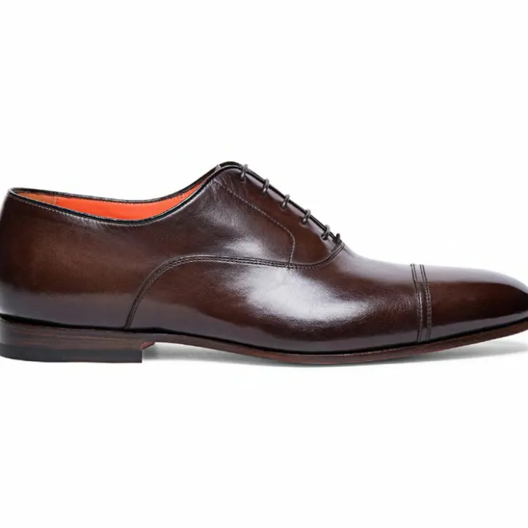 Discount Santoni Dole SLFT50 Cap Toe Oxfords Dark Brown DarkBrown