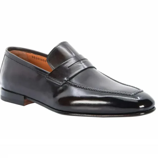 New Santoni Fox 1 Penny Loafers Black