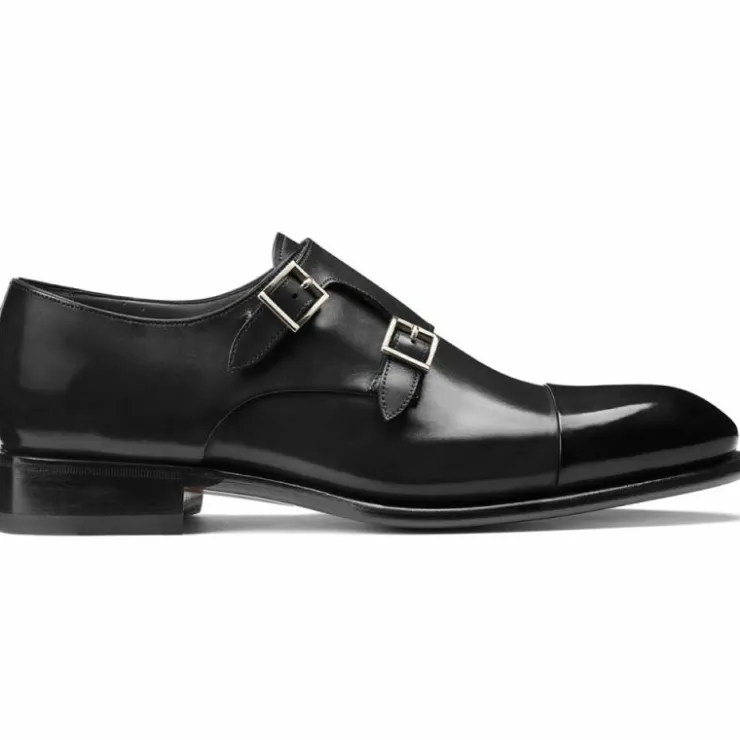 Outlet Santoni Ira VVDN01 Double Monkstrap Shoes Black