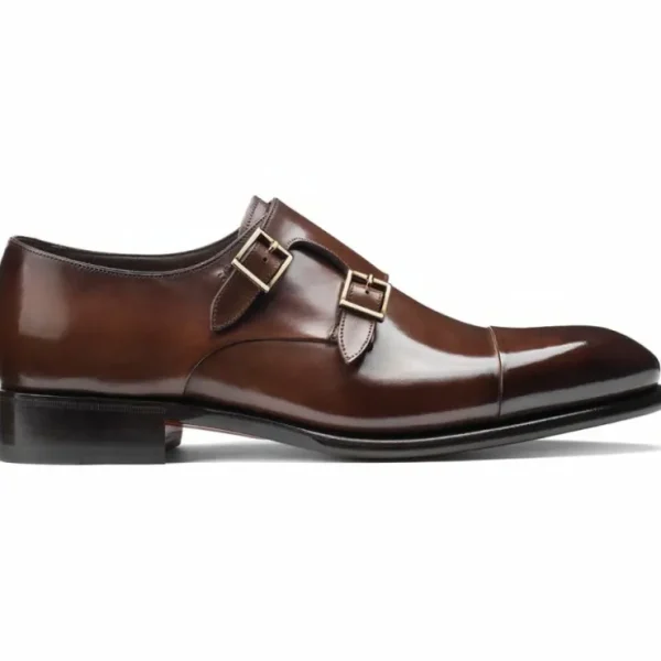 Fashion Santoni Ira VVDT50 Double Monkstrap Shoes Dark Brown DarkBrown