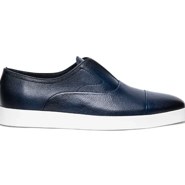 Best Santoni MONEY-A-SDSU59 Cap Toe Slip-On Dress Sneaker Blue