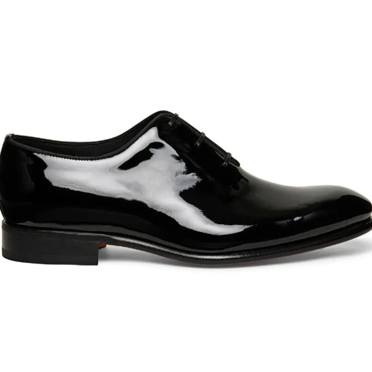 Sale Santoni PADOVA-VERN01 Wholecut Patent Leather Oxford Black