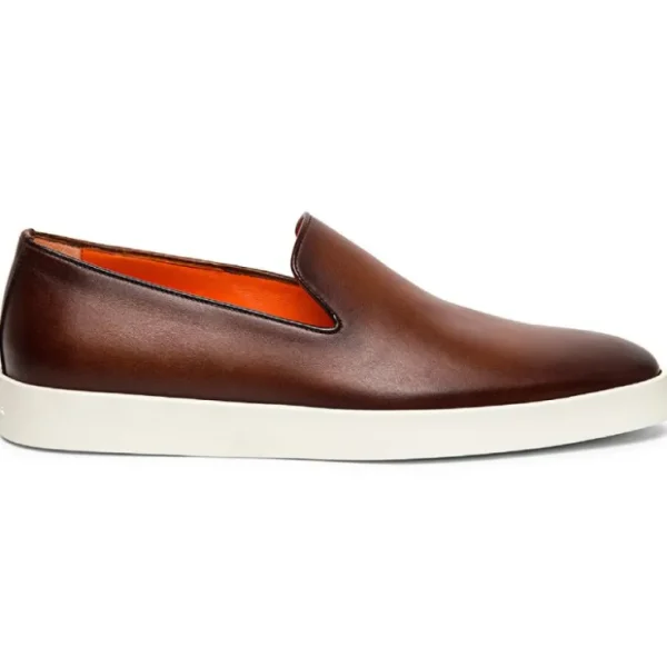 Clearance Santoni PANCIA-A-CLBM48 Slip-On Dress Sneaker Brown