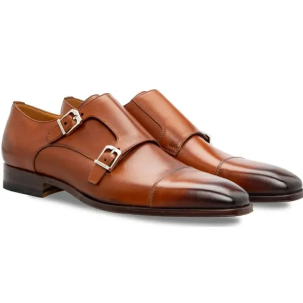 Cheap Stemar Genova Double Monk Strap Burnished Tan