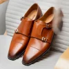 Cheap Stemar Genova Double Monk Strap Burnished Tan