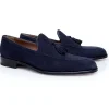 Shop Stemar Venezia Suede Tassel Loafers Navy