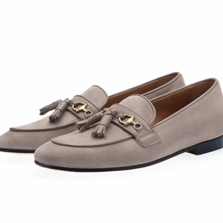 Shop Superglamourous Bruno Velukid Slippers Taupe