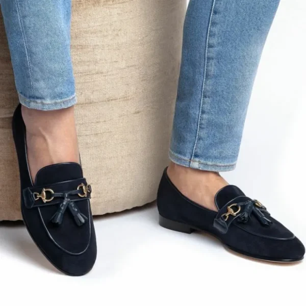 Shop Superglamourous Bruno Velukid Slippers Navy