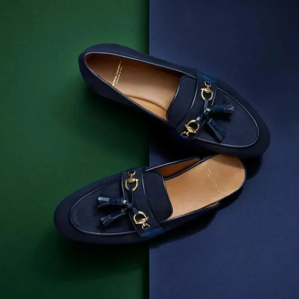 Shop Superglamourous Bruno Velukid Slippers Navy